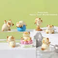 Cute white PVC yoga cat blind box figurines in various poses on display stands - 8j002 Yoga Cat Dumpling Box 6 / Full Box Set