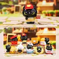 Cute black cat blind box set with fast food themes like hash browns and burgers - 0299 Blackie's Daily Life Diary Box 8 / Full Box Set