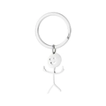 Llavero minimalista de acero inoxidable con un divertido muñeco de palitos y gesto - Figura de Palo Color Acero