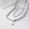 Modern silver double-layered hip-hop necklace with geometric metal letter pendant - Double Layer X Letter Necklace