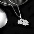 Collana con ciondolo a fantasma di Halloween in acciaio inossidabile argento con catena chic - Fantasma Horror