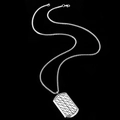 Collana con piastrina militare in acciaio inossidabile con motivi a onde su nero - Stile Motivo a Onde Argento