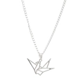 Zilveren roestvrijstalen ketting met holle origami papieren kraanvogel hanger voor fans - Papieren Kraanvogel Stijl / 60CM