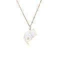 Minimalist gold necklace with a white enamel sleeping cat pendant and delicate chain link - White Sun Cat