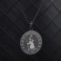 Sint Christoffel reisamulethanger ketting van zwart roestvrij staal met zilveren gravure - Zwart