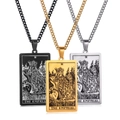 Three tarot pendant necklaces in black, gold, and silver showing The Empress engraved design - The Empress / Silver