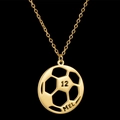 Customized gold soccer ball pendant necklace with personalized name and number engraving - Football / Steel