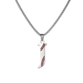 Hip hop stainless steel necklace with letter J baseball enamel pendant and box chain - Steel J / Pearl-Style Link Chain