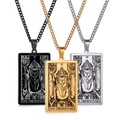 Colgantes Tarot El Hierofante rectangulares en negro, oro y plata de acero inoxidable - El Hierofante