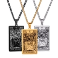 Tres collares con colgante de tarot de los amantes en negro, oro y plata para hombre - Los Enamorados