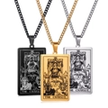 Collar colgante de tarot carro de acero inoxidable retro en acabados oro, plata y negro - El Carro
