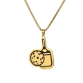 Detail einer goldenen Pickleball-Schlägerkette mit Box-Kette auf weißem Hintergrund - Gold