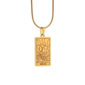 Detailed close-up of golden Gemini zodiac square pendant with a sleek snake chain - Gemini