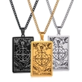 Colgantes de Tarot Rueda de la Fortuna en acero inoxidable, colores negro, oro y plata - La Rueda de la Fortuna