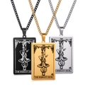 Collar colgante Tarot El Colgado en acero inoxidable negro, dorado y plateado - El Colgado
