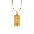 Gouden Weegschaal sterrenbeeld ketting met vierkante hanger en slangenketting - Weegschaal
