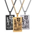 Collares de acero inoxidable con colgante de carta de Tarot La Muerte en negro y oro - La Muerte
