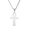 Poliertes silbernes Ankh Kreuz Anhänger Halskette aus Edelstahl für Damen und Herren - Polierter Glatter Stil / Stahlfarben