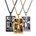 Tres collares de tarot en negro, oro y plata con grabado The Tower XVI en acero - La Torre