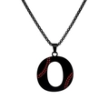 Hip hop black enamel letter O pendant necklace with red baseball stitch detailing - Black O / Pearl-Style Link Chain