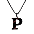 Hip hop black stainless steel necklace with letter P pendant and red enamel inlay - Black P / Pearl-Style Link Chain