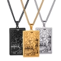 Colgantes de Tarot en acero inoxidable con diseño de La Estrella en negro, oro y plata - La Estrella