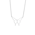 Macro shot of minimalist hollow butterfly pendant necklace in polished silver finish - Hollow Butterfly Style (1-Platinum) / Silver