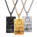 Colgantes rectangulares de tarot La Luna en acero inoxidable negro, dorado y plateado - La Luna