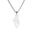 Polished stainless steel cartoon cat pendant necklace with round link chain in silver - Hanging Cat Style / 60cm Pearl Chain