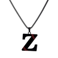Hip hop black baseball style letter Z necklace with red stitching details for streetwear - Black Z / Pearl-Style Link Chain