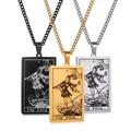 Collares con colgante del Tarot El Loco en acero inoxidable negro, dorado y plata - El Loco
