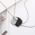 Colliers chat minimalistes en acier inoxydable pour couples avec pendentifs emboîtables noir et blanc - Chat blanc