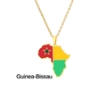 Collar con colgante mapa África bandera Guinea-Bissau en acero inoxidable dorado - Dorado / Guinea-Bisáu