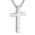 Stainless steel USA flag cross necklace with Be Strong and Courageous engraving - Silver-1:9