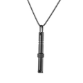 Collar de silbato para meditación en acero inoxidable negro mate con cadena box - Negro