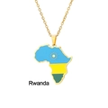 Collar de acero dorado con colgante del mapa de Ruanda y colores de la bandera - Ruanda