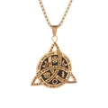 Collar con colgante Triquetra vikingo dorado y nudos celtas con símbolos místicos - Dorado