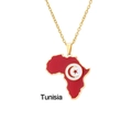 Collar mapa Túnez dorado con acabado de esmalte rojo y emblema colgante bandera - Túnez