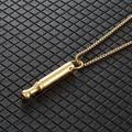 Collar de acero inoxidable dorado con colgante cilíndrico para meditación y relajación - Dorado + Cadena de Perlas