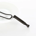 Colgante silbato de meditación negro de acero inoxidable con collar de cadena box - Negro + Cadena de Perlas