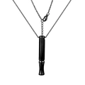 Collar con colgante de cilindro de acero inoxidable negro para aliviar el estrés - Negro + Cadena de Eslabones