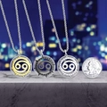 Cancer zodiac stainless steel pendant necklaces in gold, black, and silver finishes - Cancer / Silver