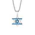 Halskette mit Davidstern-Anhänger in Silber mit blauen Akzenten und Box-Kette - Teilweise Blau A mit Boxkette / Silber und Blau