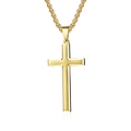 Minimalistischer goldener Edelstahl-Kreuzanhänger mit poliertem Finish auf Box-Kette - Gold