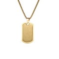 Polished gold stainless steel dog tag pendant necklace with a sleek brushed inner finish - Gold with Chain