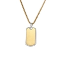Two-tone silver and gold dog tag pendant necklace with brushed steel finish on box chain - Gold and Silver with Chain