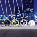 Pisces constellation necklaces in black, gold, and silver finishes with curb chain - Pisces