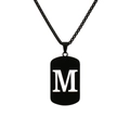 Cool black stainless steel letter M pendant necklace with durable box chain for men - Letter M