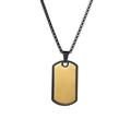 Minimalist black and gold brushed stainless steel dog tag pendant with chain - Gold and Black with Chain