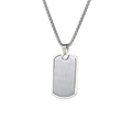 Minimalist silver stainless steel dog tag necklace with a brushed finish box chain - Silver With Chain